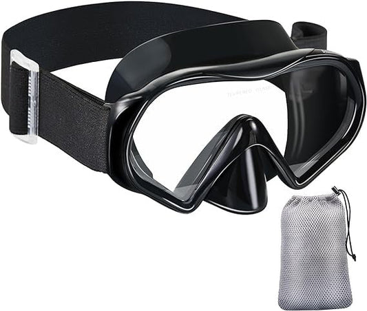 Aegend Swimming Goggles Scuba Snorkeling Mask for Adults, Tempered Glass with Panoramic View Anti-Leak and Anti-Fog Technology, Adjustable Soft Knitted Strap for Swimming Snorkeling Scuba Diving AMAZON