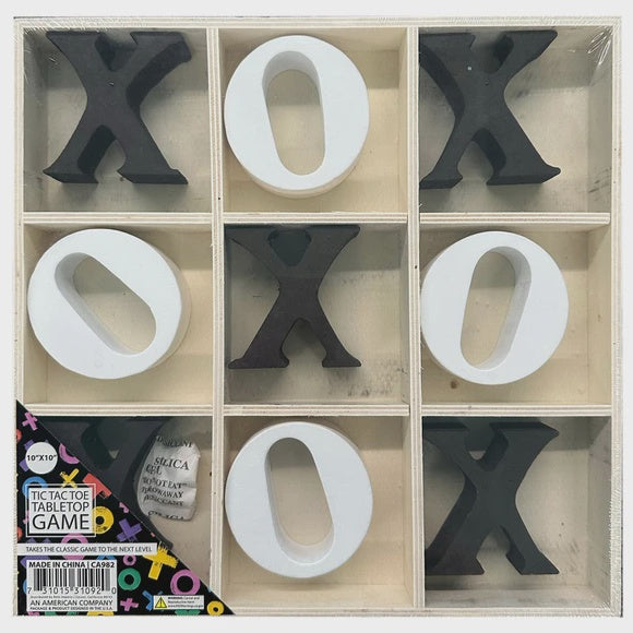10" x 10" Tabletop Tic Tac Toe Game with Block Xs and Os Kole Imports